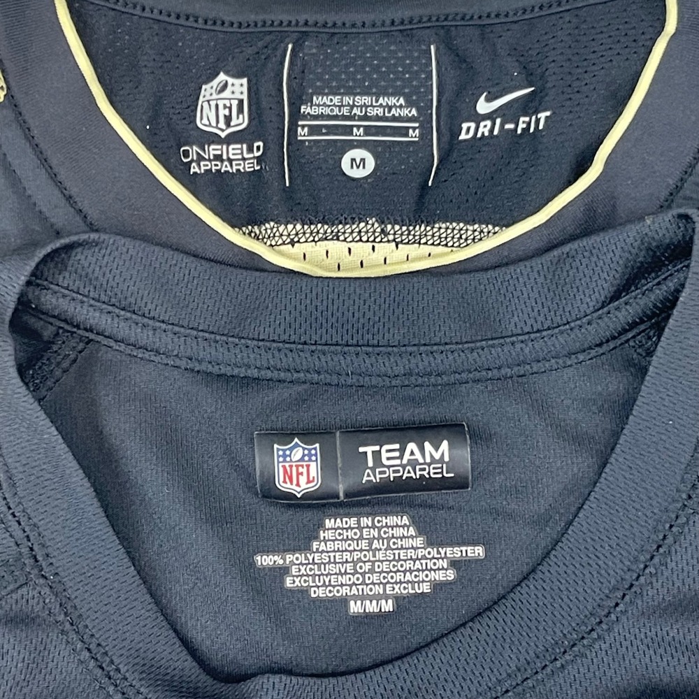 Nike NFL New Orleans Saints Shirt Mens M Lot of 2 Football Dri-Fit Black Gold - Picture 2 of 8